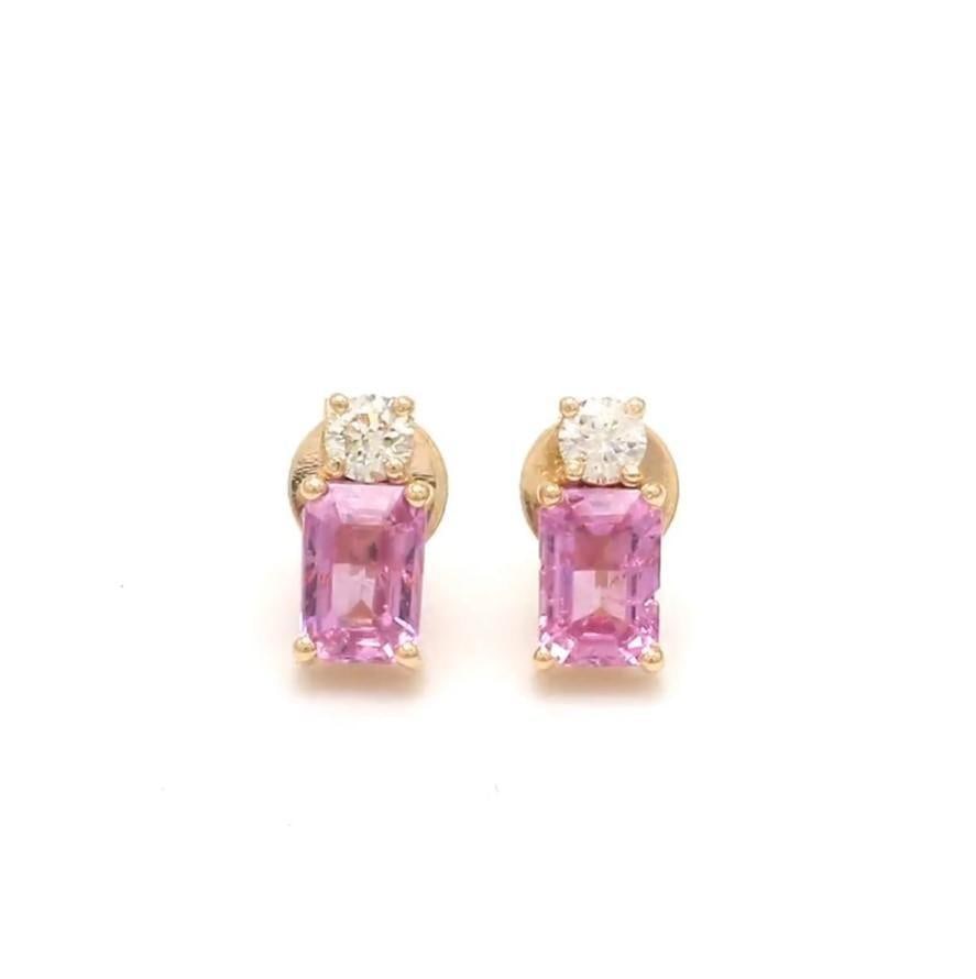 1.16 cts Natural pink sapphire & 0.21 cts diamond gold in 14k gold - 17