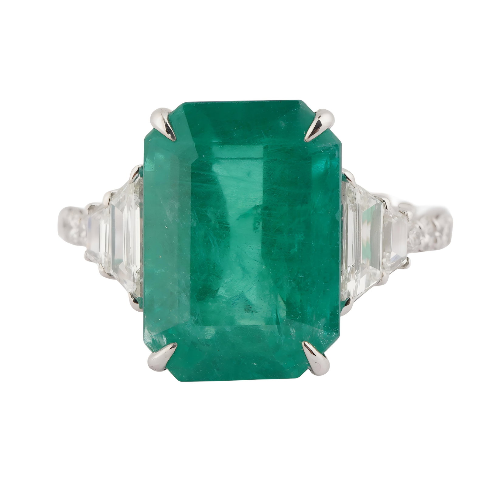 6.40 Ct Natural Zambian Emerald Cut Emerald diamond ring in 18k gold - 14