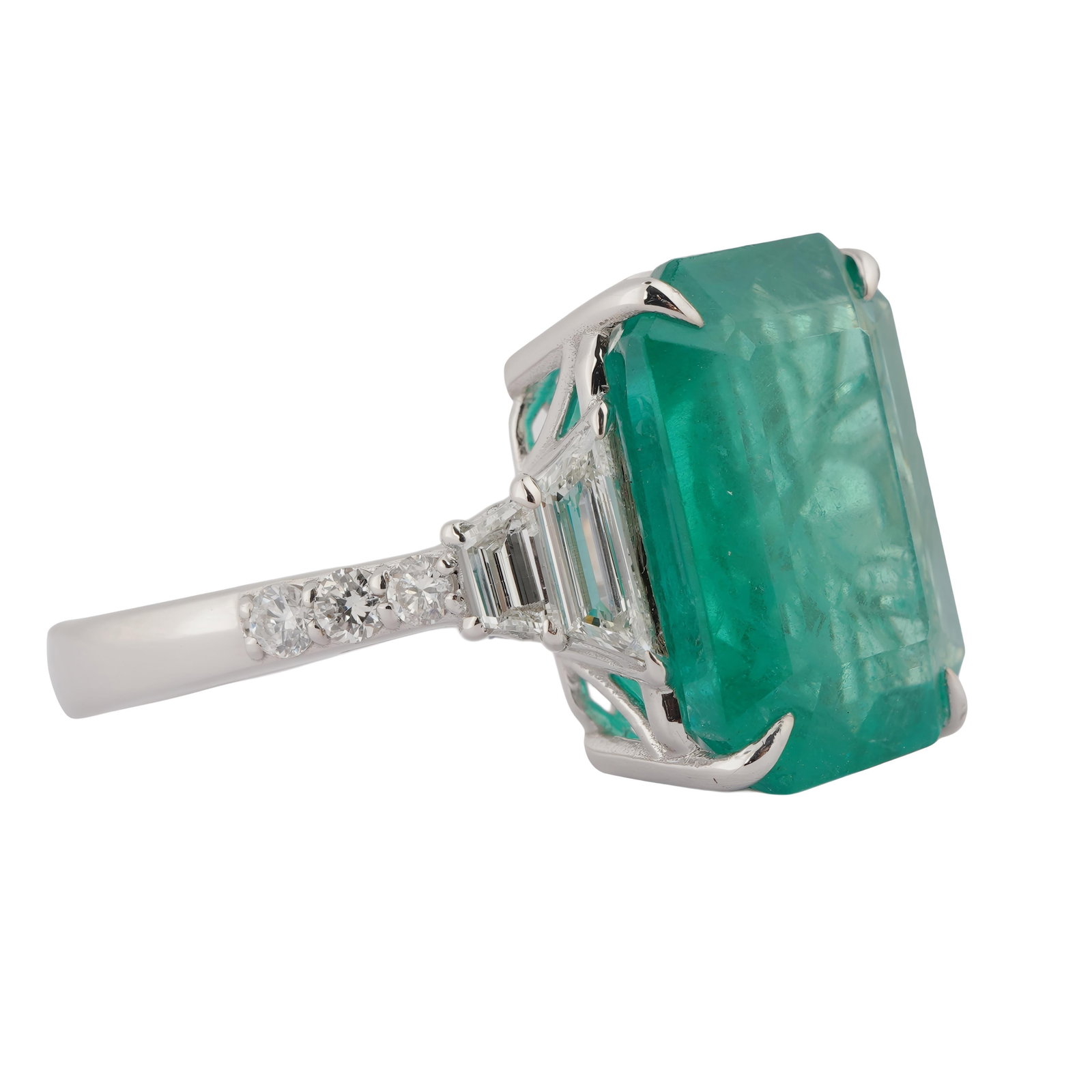 6.40 Ct Natural Zambian Emerald Cut Emerald diamond ring in 18k gold - 3