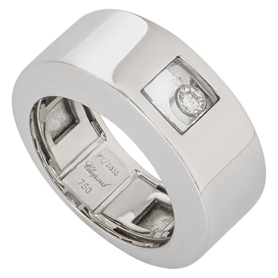 Chopard Happy Diamond 18K White Gold Floating Diamond Ring, Estate - 15
