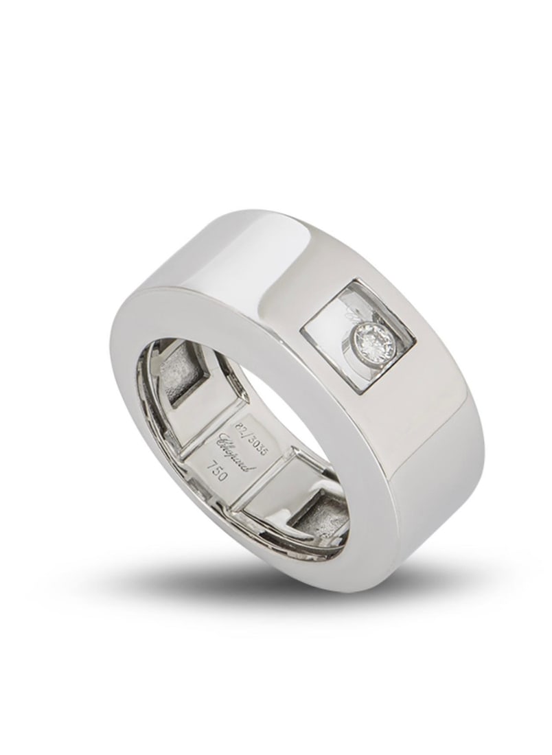 Chopard Happy Diamond 18K White Gold Floating Diamond Ring, Estate - 17