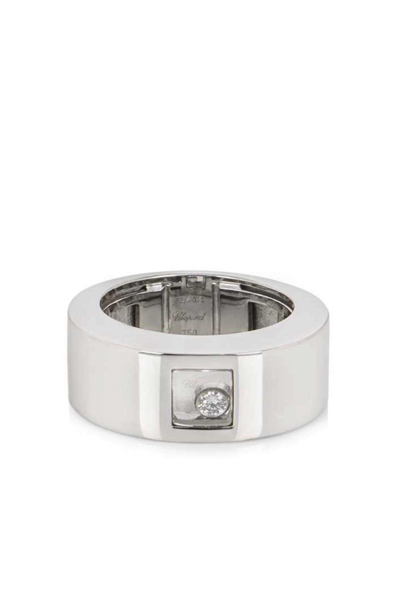 Chopard Happy Diamond 18K White Gold Floating Diamond Ring, Estate - 4