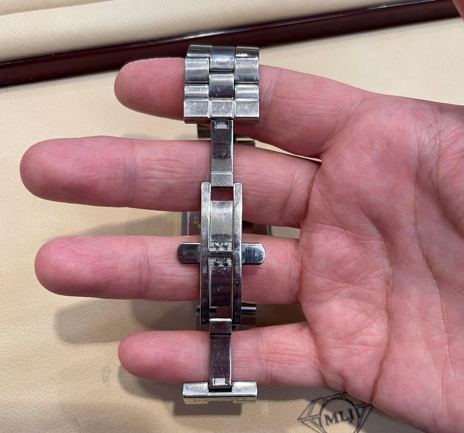 Gucci 100M Steel Rectangular Custom Diamond G-Bezel Black Dial Unisex Watch - 14