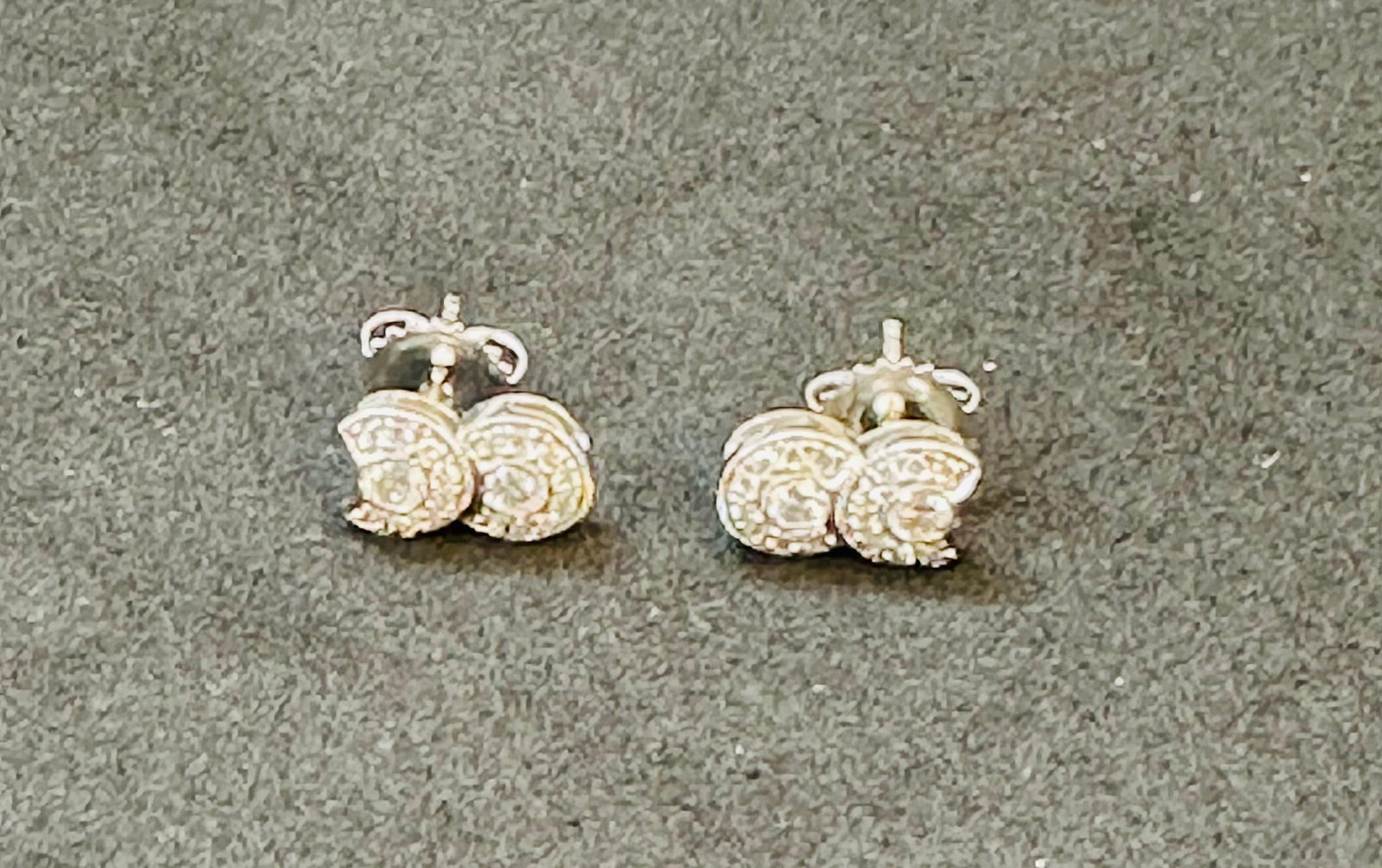 1 Carat, Cluster Stud Earrings 14 Karat White Gold Post Back, Great Value - 14