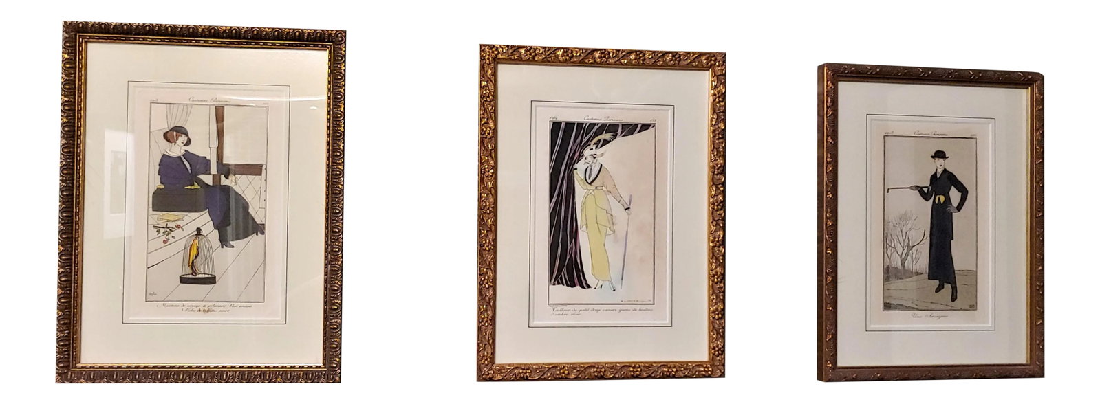 Early 20th Century French Belle Epoque Style Figurative Engravings, Framed - Set of 3 (1 of 13)