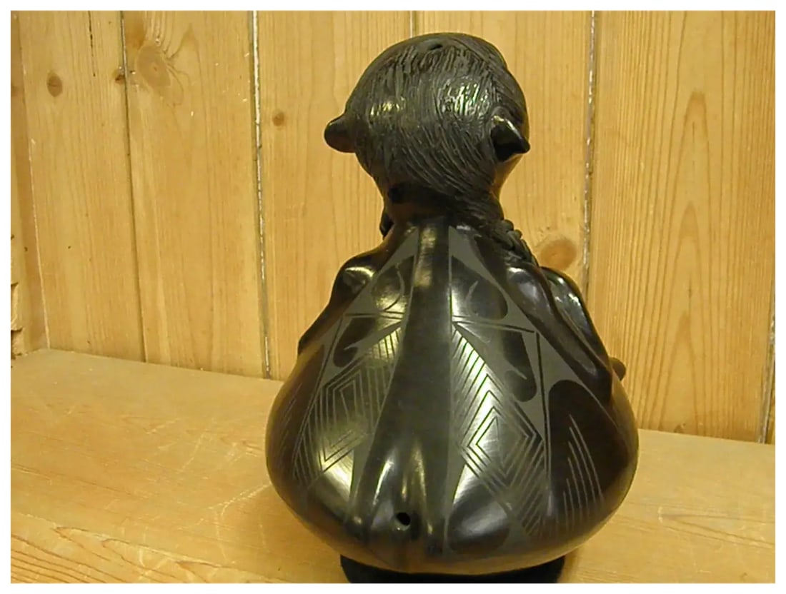 Late 20th Century Mata Ortiz Hand Coiled Blackware Effigy Pot by Rosa Quezada - 15