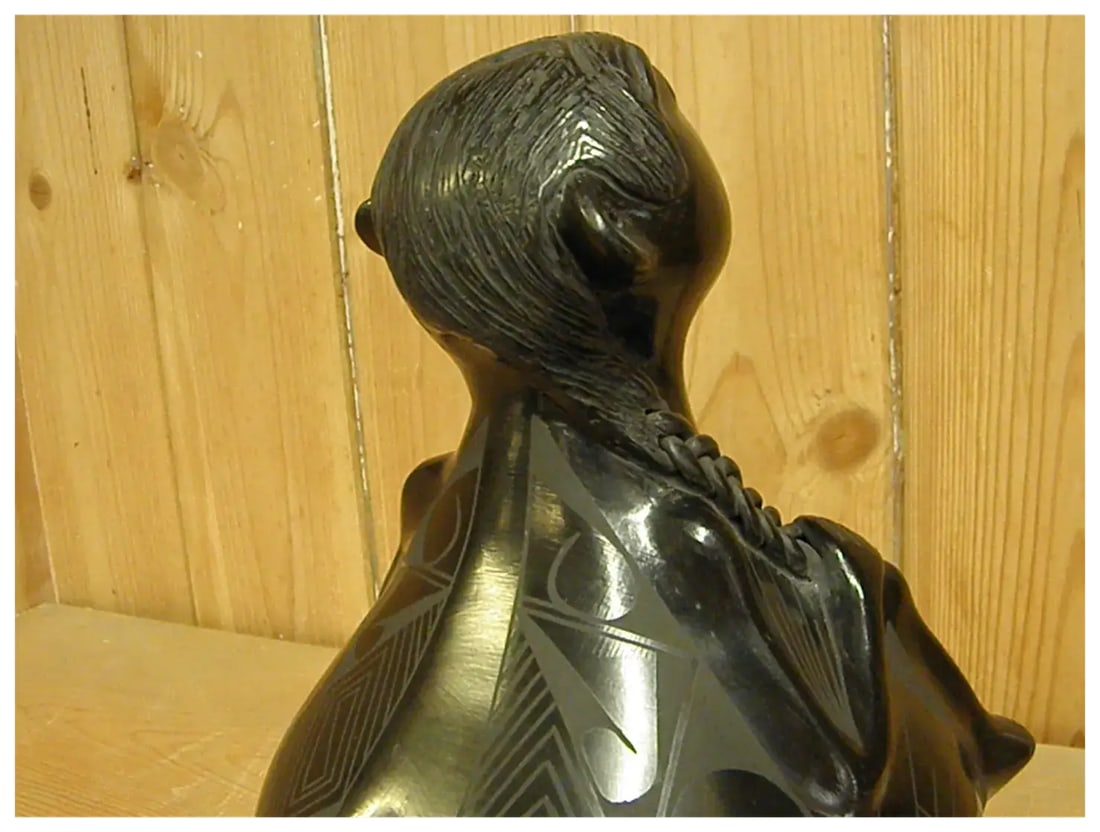Late 20th Century Mata Ortiz Hand Coiled Blackware Effigy Pot by Rosa Quezada - 16