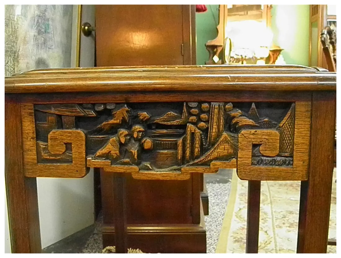 Mid 20th Century Heavily Carved Wood Asian Nesting Tables Set of 4 - 6