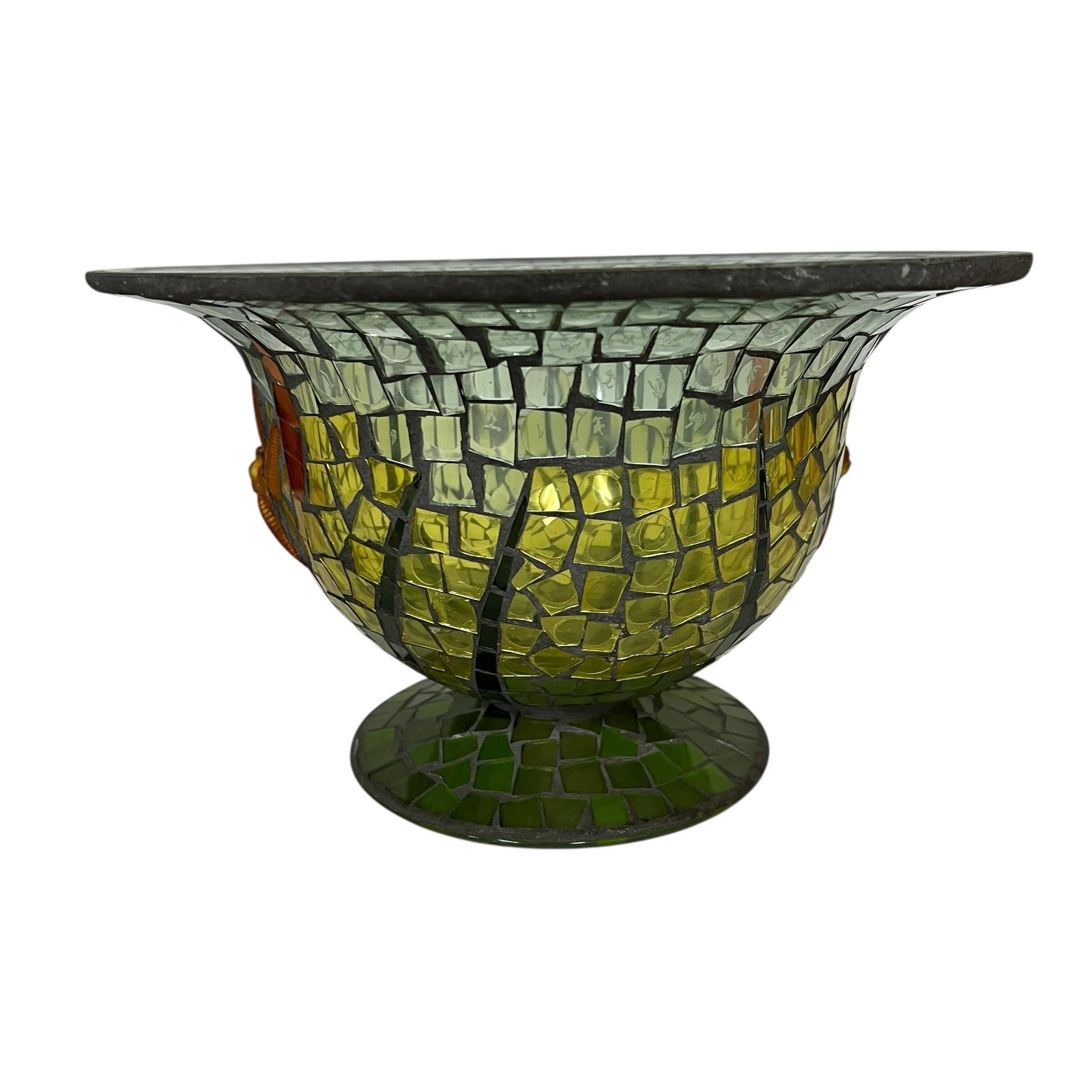 Vintage Handmade Mosaic Blue Green Dragonfly Glass Center Bowl - 2
