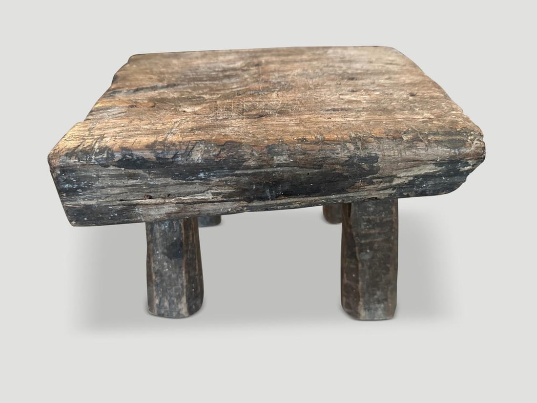 Andrianna Shamaris Low Antique Stool or Side Table - 3