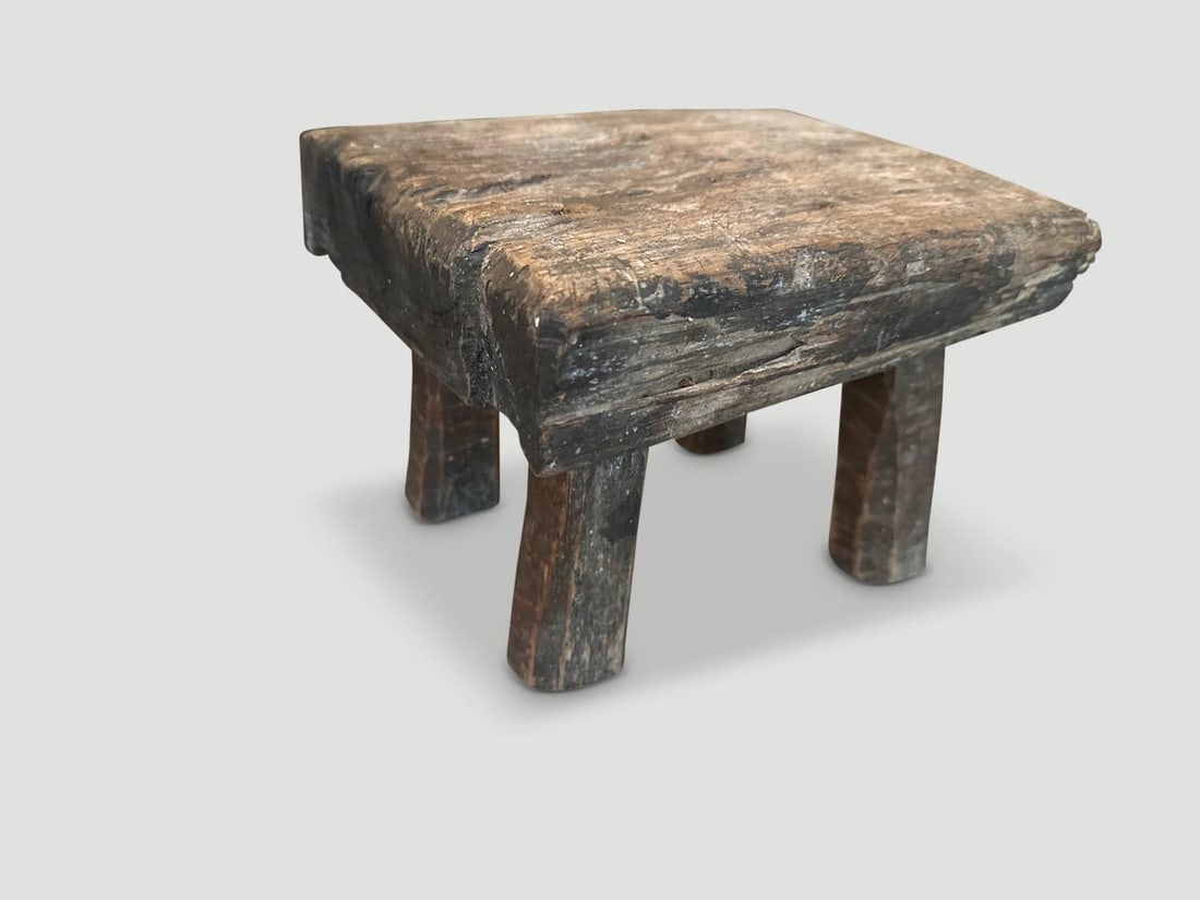 Andrianna Shamaris Low Antique Stool or Side Table - 4