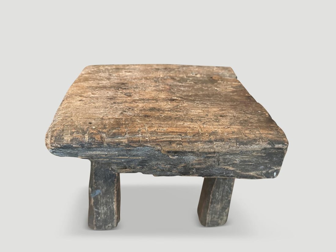 Andrianna Shamaris Low Antique Stool or Side Table - 5