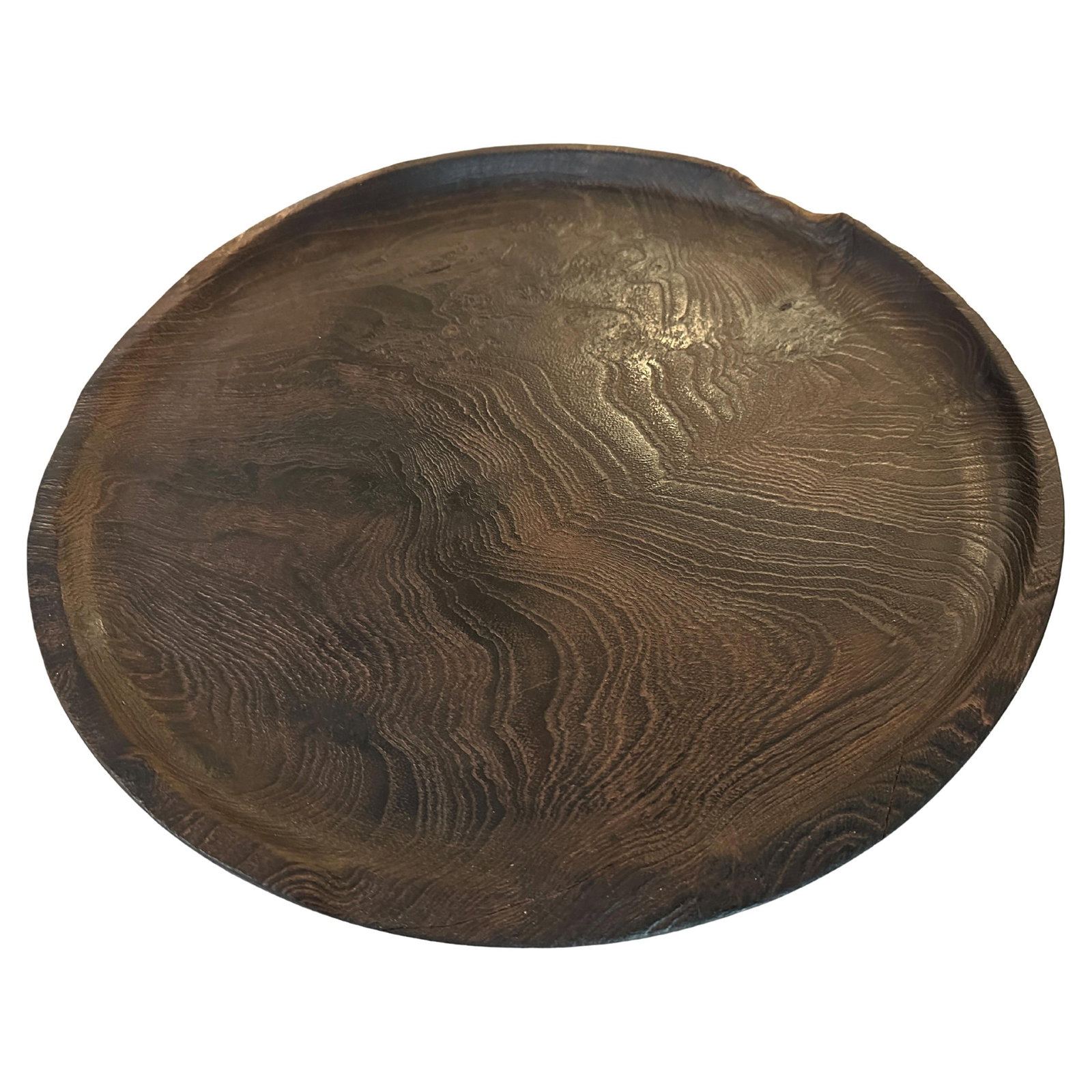 Andrianna Shamaris Minimalist Charred Teak Wood Shallow Platter - 2