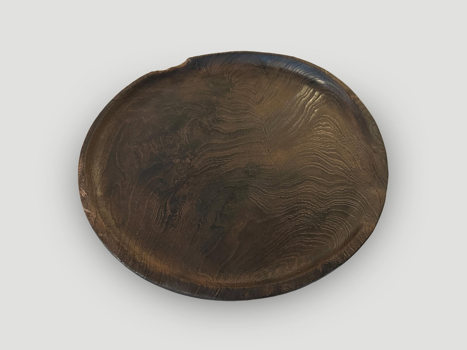 Andrianna Shamaris Minimalist Charred Teak Wood Shallow Platter - 3