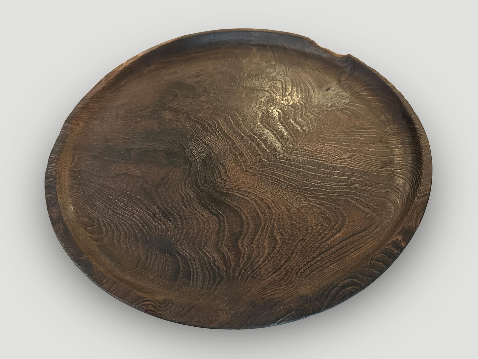 Andrianna Shamaris Minimalist Charred Teak Wood Shallow Platter - 4