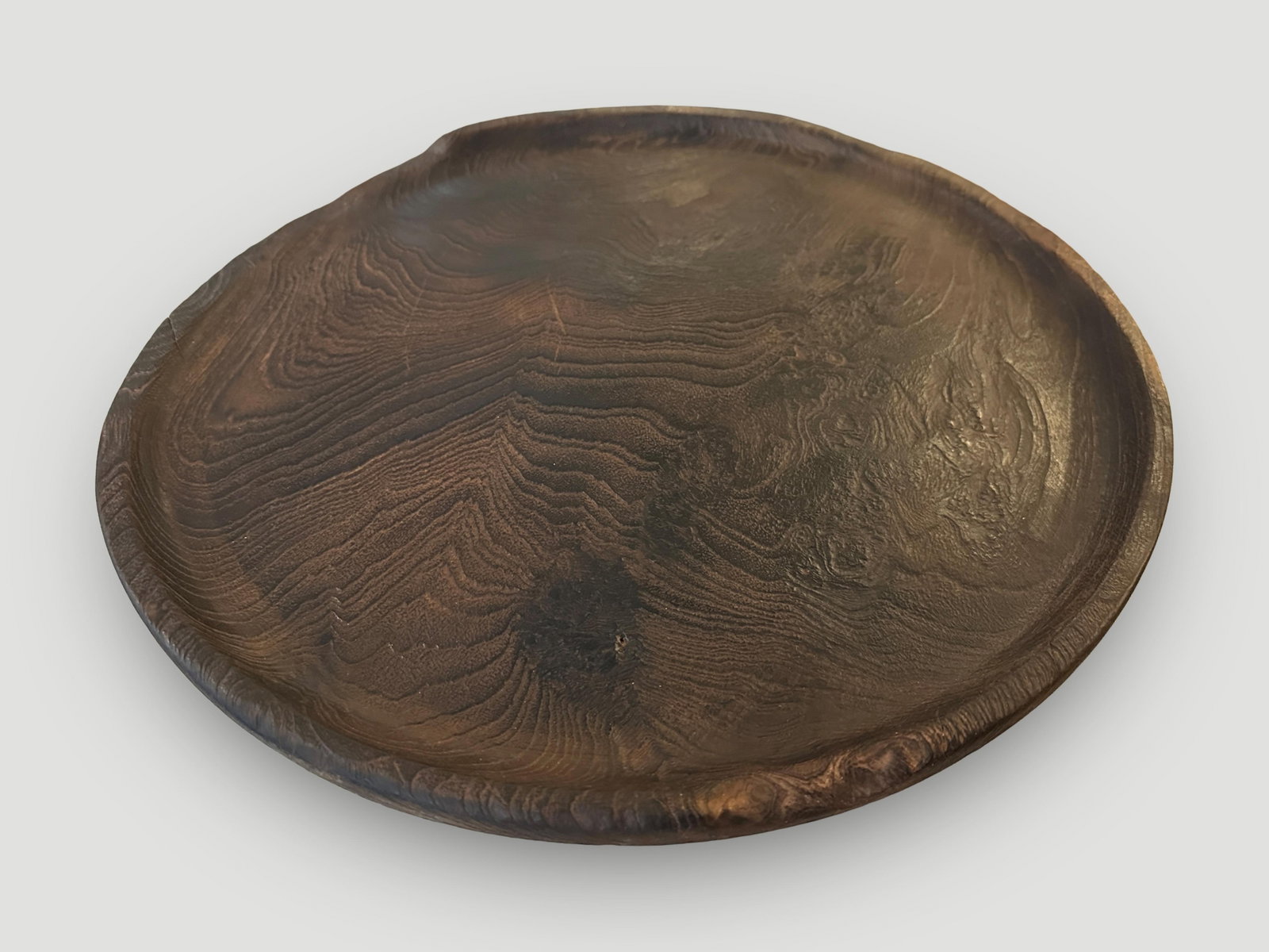 Andrianna Shamaris Minimalist Charred Teak Wood Shallow Platter - 5