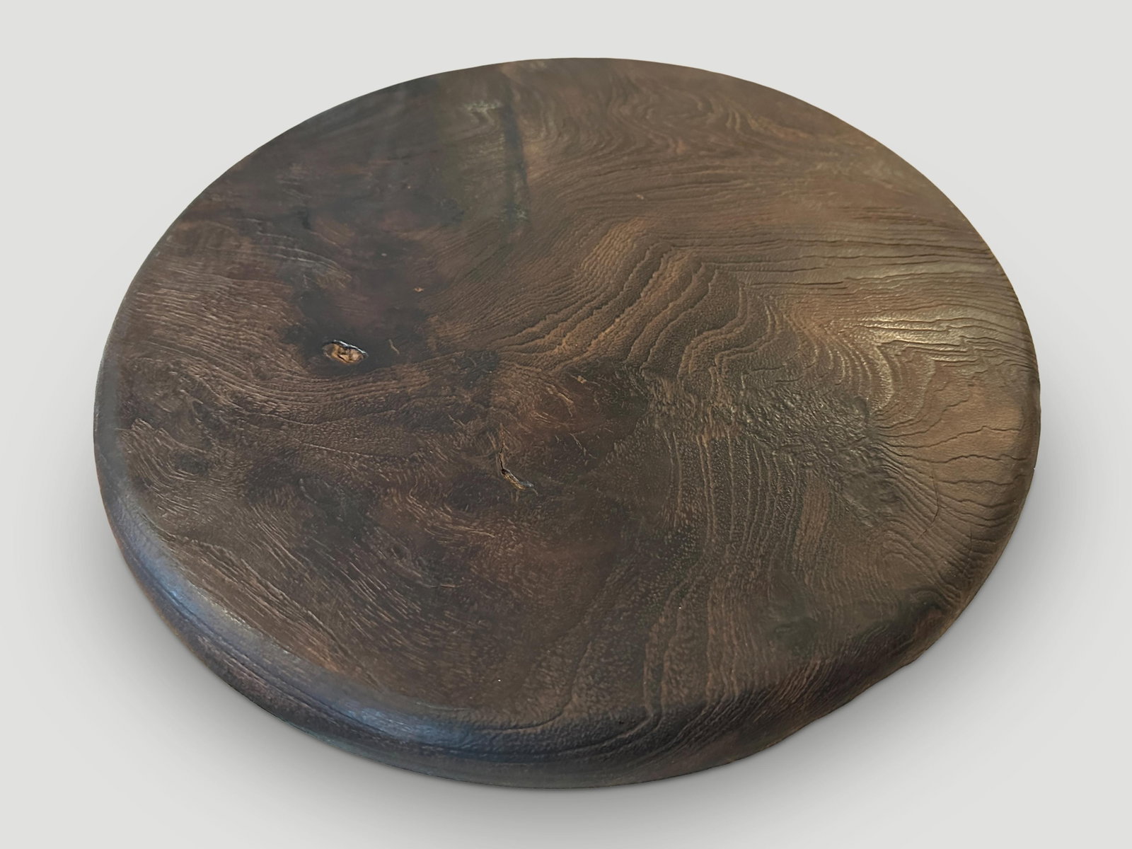 Andrianna Shamaris Minimalist Charred Teak Wood Shallow Platter - 6