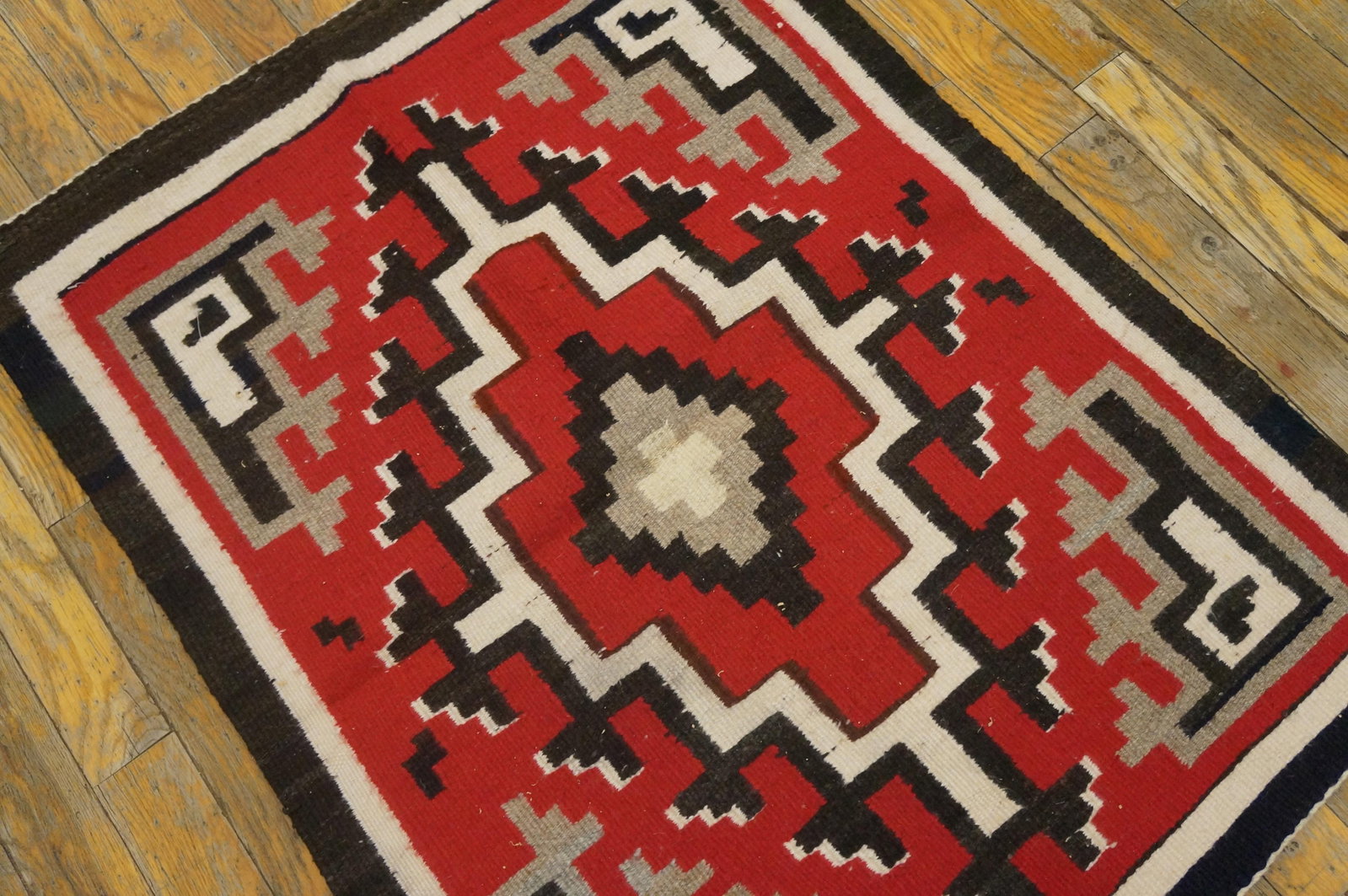 1940s Red Geometric Tribal Antique American Navajo Rug 2'2" X 2'10" Flatweave Wool Carpet - 2