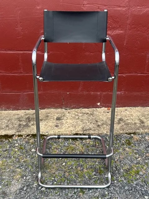 Vintage Mid-Century Modern Chrome Cantilever Bar Stool - 2