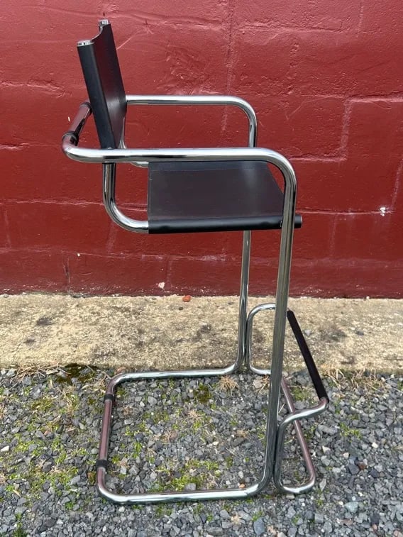 Vintage Mid-Century Modern Chrome Cantilever Bar Stool - 3