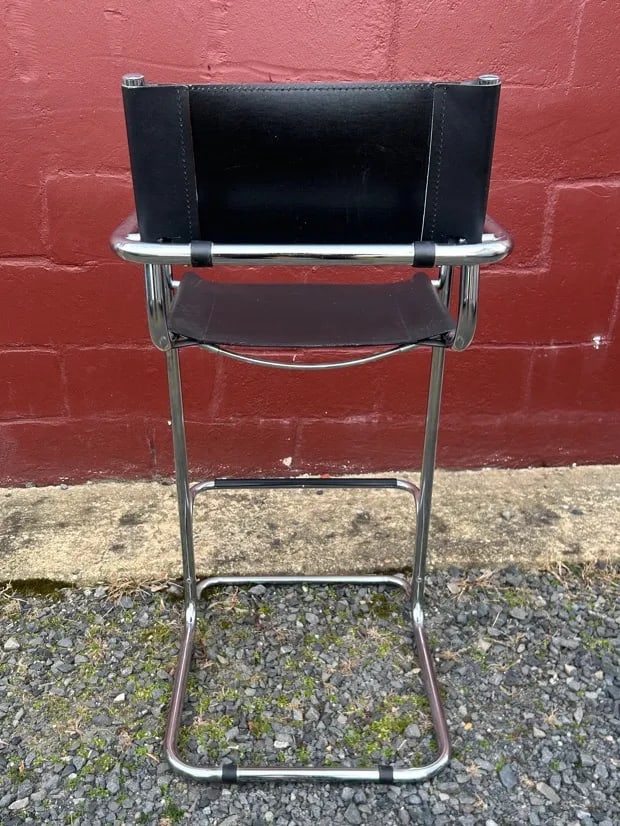 Vintage Mid-Century Modern Chrome Cantilever Bar Stool - 4