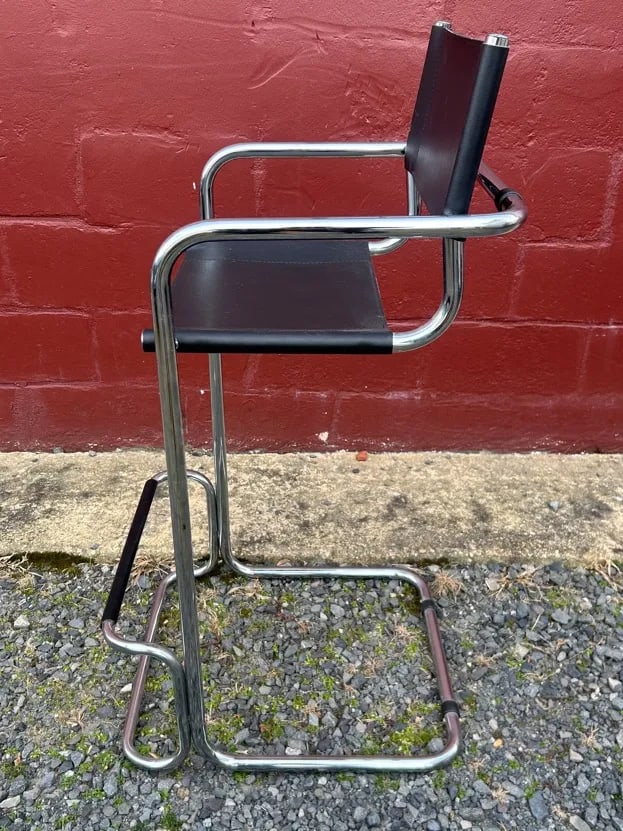 Vintage Mid-Century Modern Chrome Cantilever Bar Stool - 5