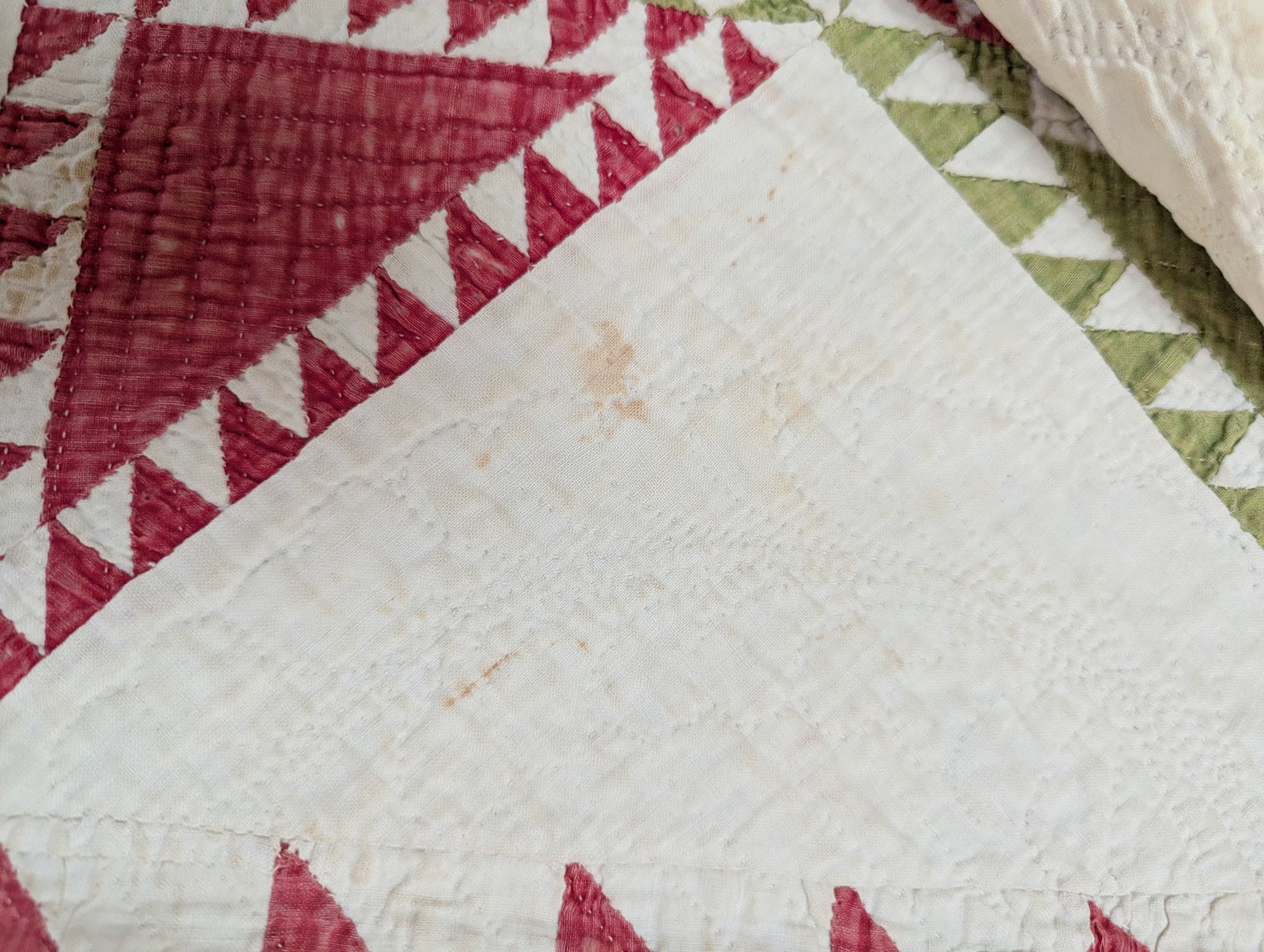 Antique Quilt With Signed/Stitched Dated 1851 "˜Ohio Star' or "˜Sawtooth Star' Pattern - 10