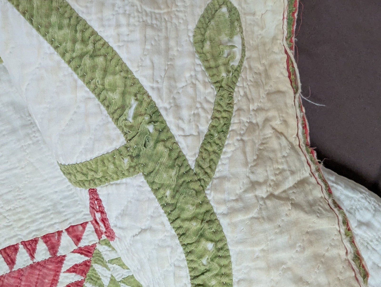 Antique Quilt With Signed/Stitched Dated 1851 "˜Ohio Star' or "˜Sawtooth Star' Pattern - 11