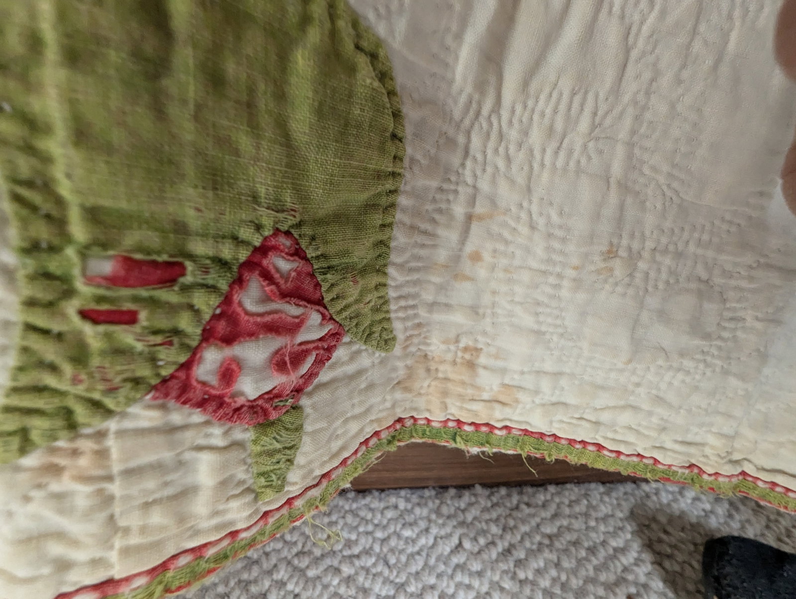 Antique Quilt With Signed/Stitched Dated 1851 "˜Ohio Star' or "˜Sawtooth Star' Pattern - 12