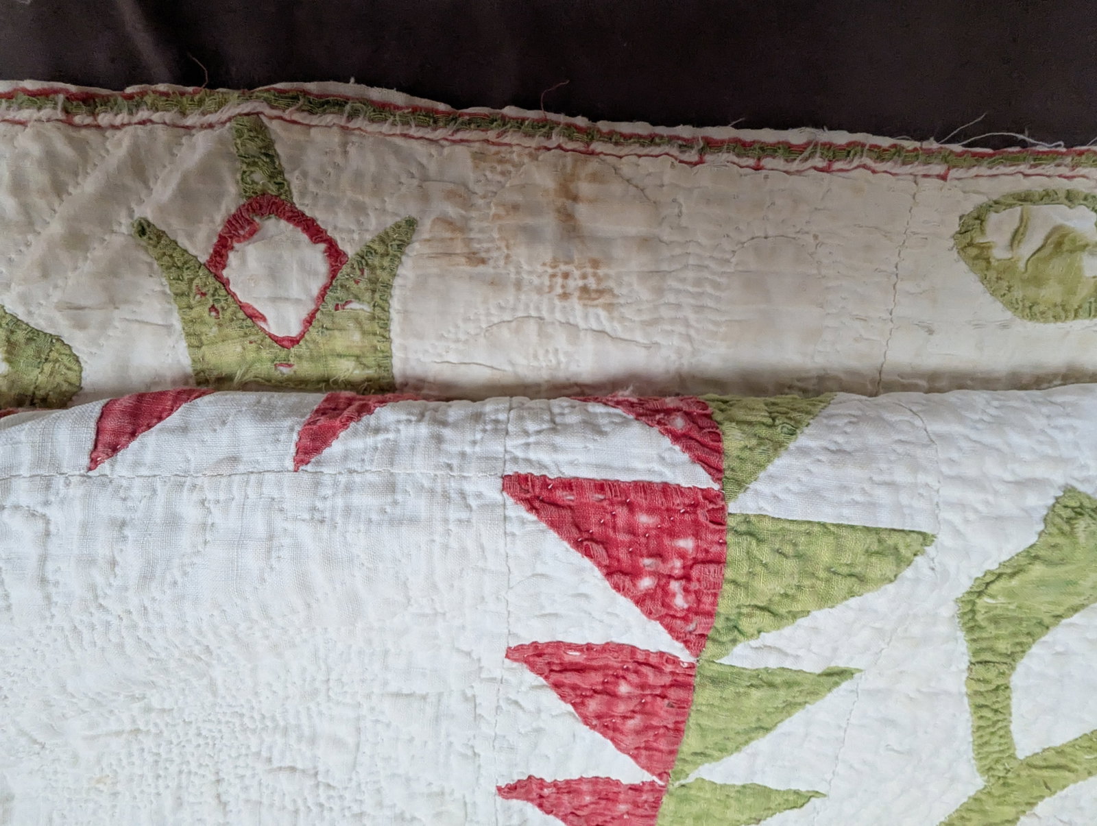 Antique Quilt With Signed/Stitched Dated 1851 "˜Ohio Star' or "˜Sawtooth Star' Pattern - 13