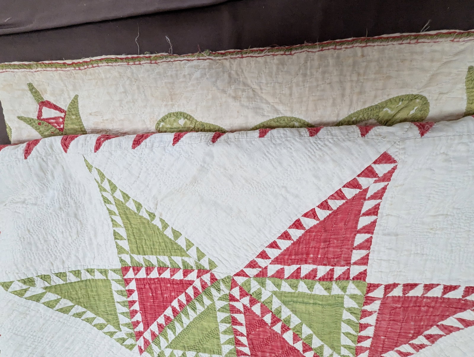 Antique Quilt With Signed/Stitched Dated 1851 "˜Ohio Star' or "˜Sawtooth Star' Pattern - 14