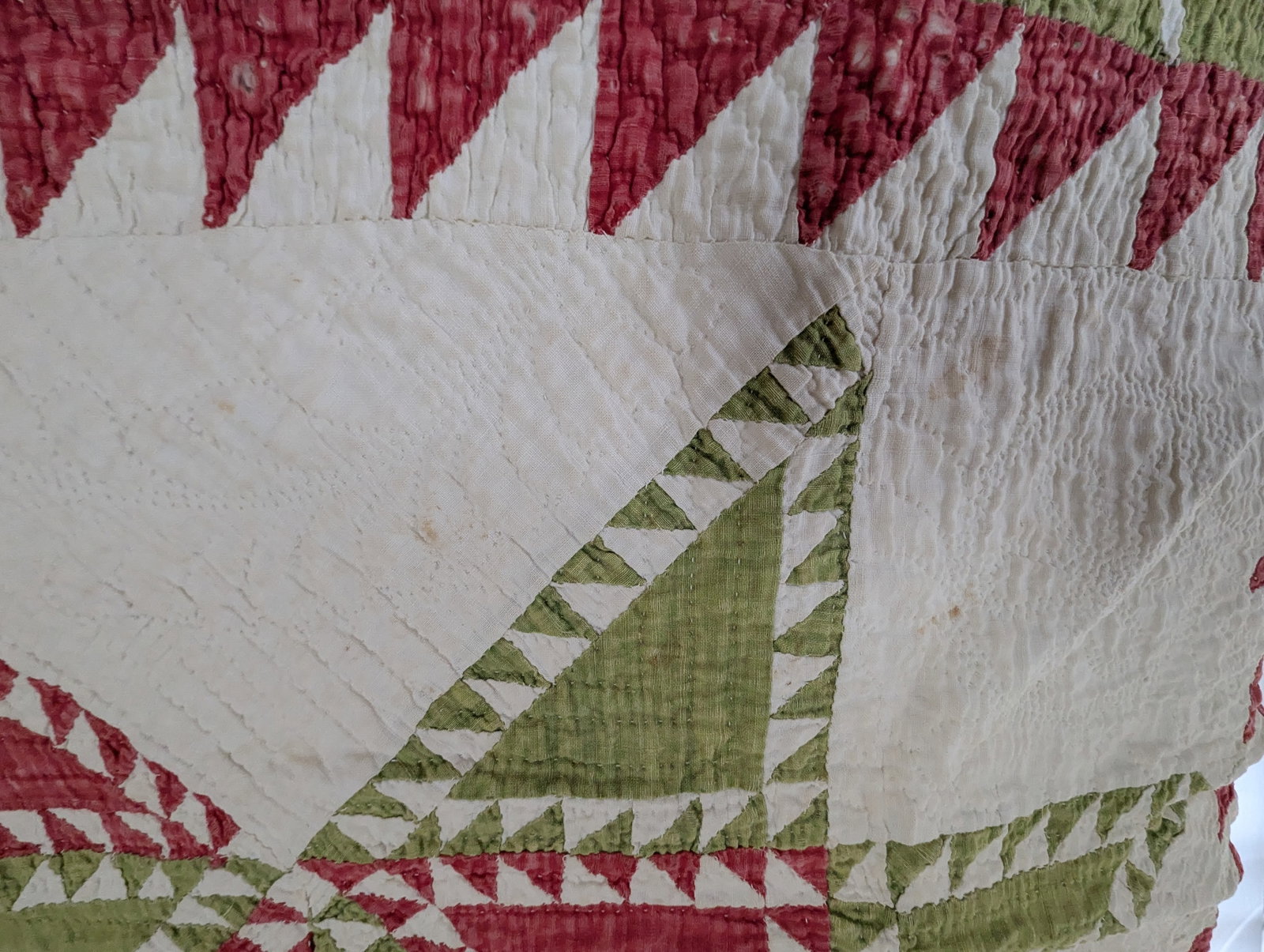Antique Quilt With Signed/Stitched Dated 1851 "˜Ohio Star' or "˜Sawtooth Star' Pattern - 15