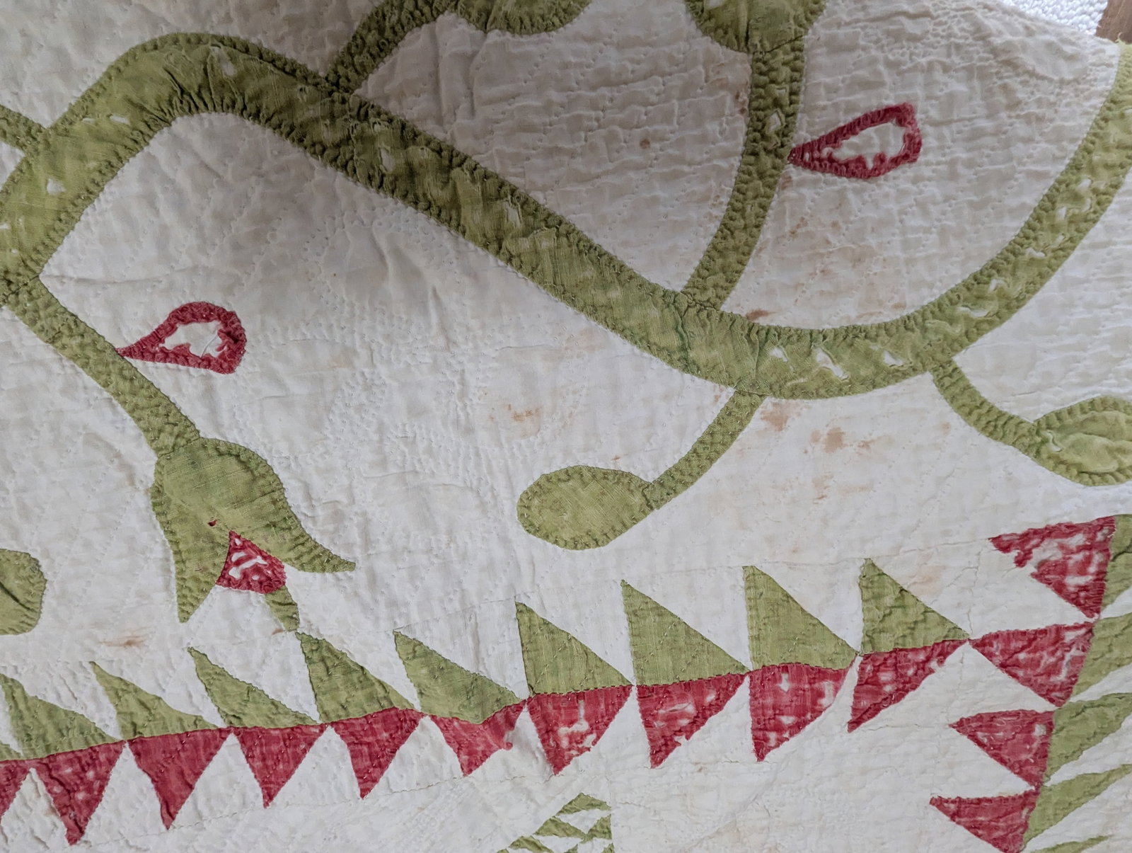 Antique Quilt With Signed/Stitched Dated 1851 "˜Ohio Star' or "˜Sawtooth Star' Pattern - 16