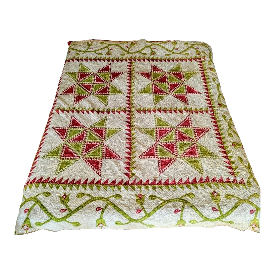Antique Quilt With Signed/Stitched Dated 1851 "˜Ohio Star' or "˜Sawtooth Star' Pattern (1 of 18)