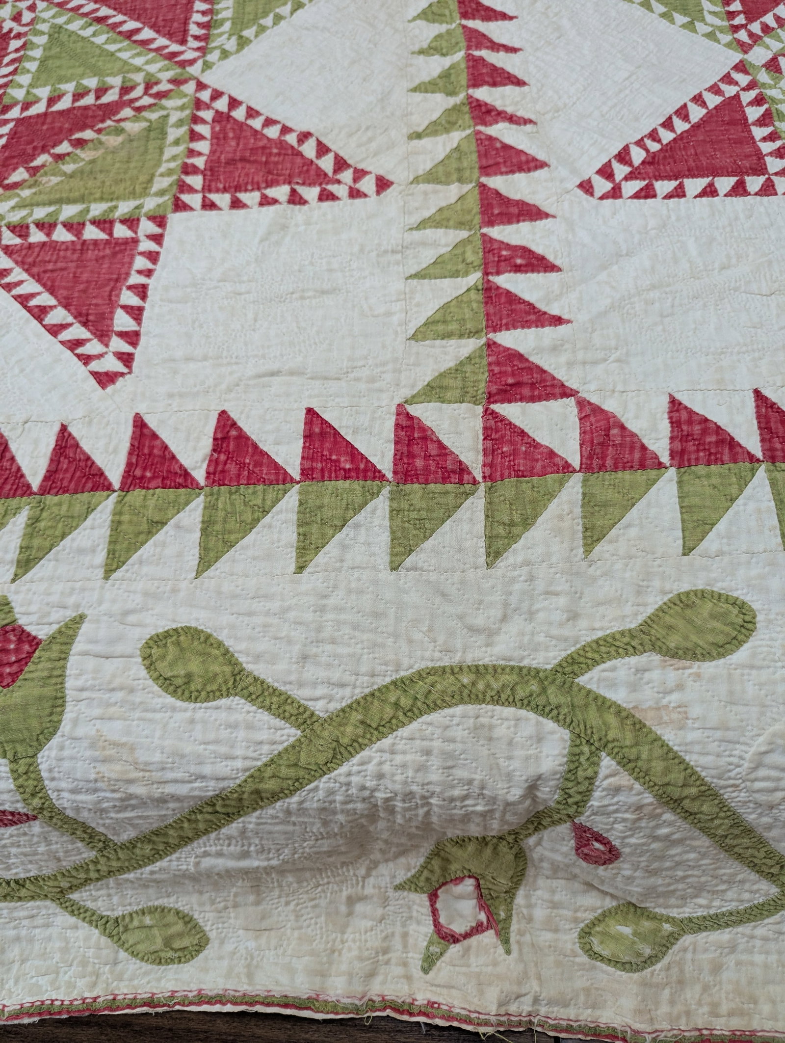 Antique Quilt With Signed/Stitched Dated 1851 "˜Ohio Star' or "˜Sawtooth Star' Pattern - 6