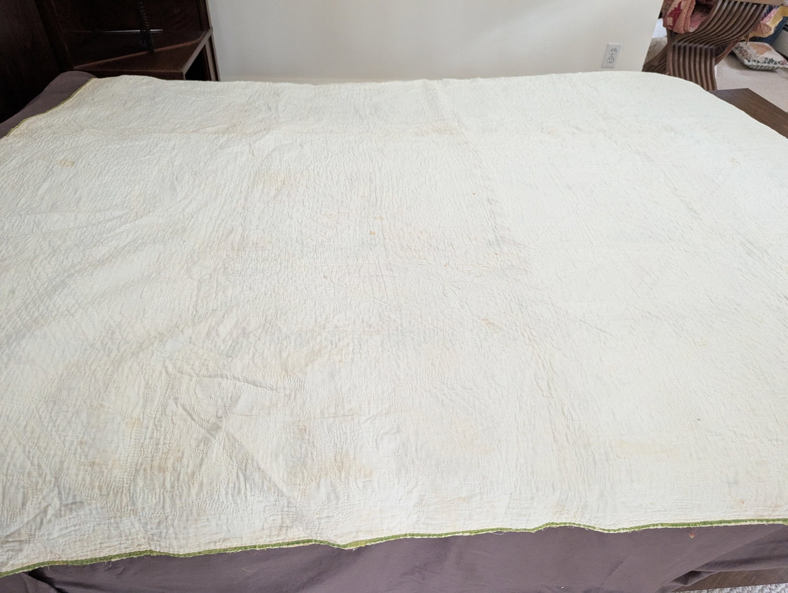 Antique Quilt With Signed/Stitched Dated 1851 "˜Ohio Star' or "˜Sawtooth Star' Pattern - 8