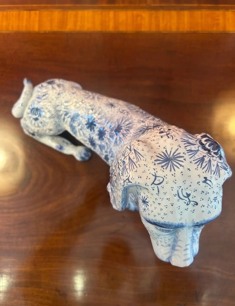 Rare French Faience Dog, Late 19th/Early 20th Century - 4