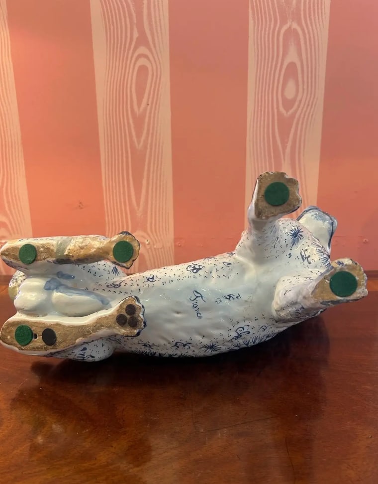 Rare French Faience Dog, Late 19th/Early 20th Century - 8