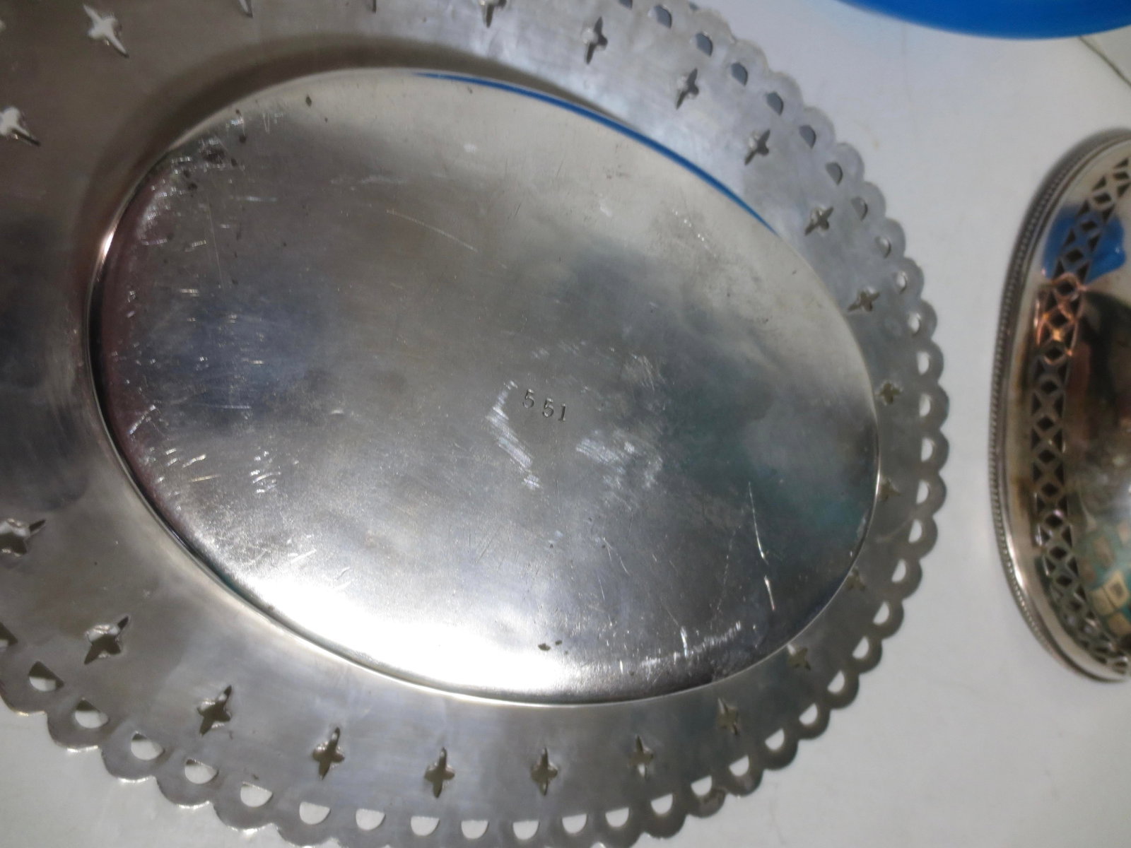 SilverPlate Butter Dish W. Blue Oplaine Liner Circa 1850s - 8