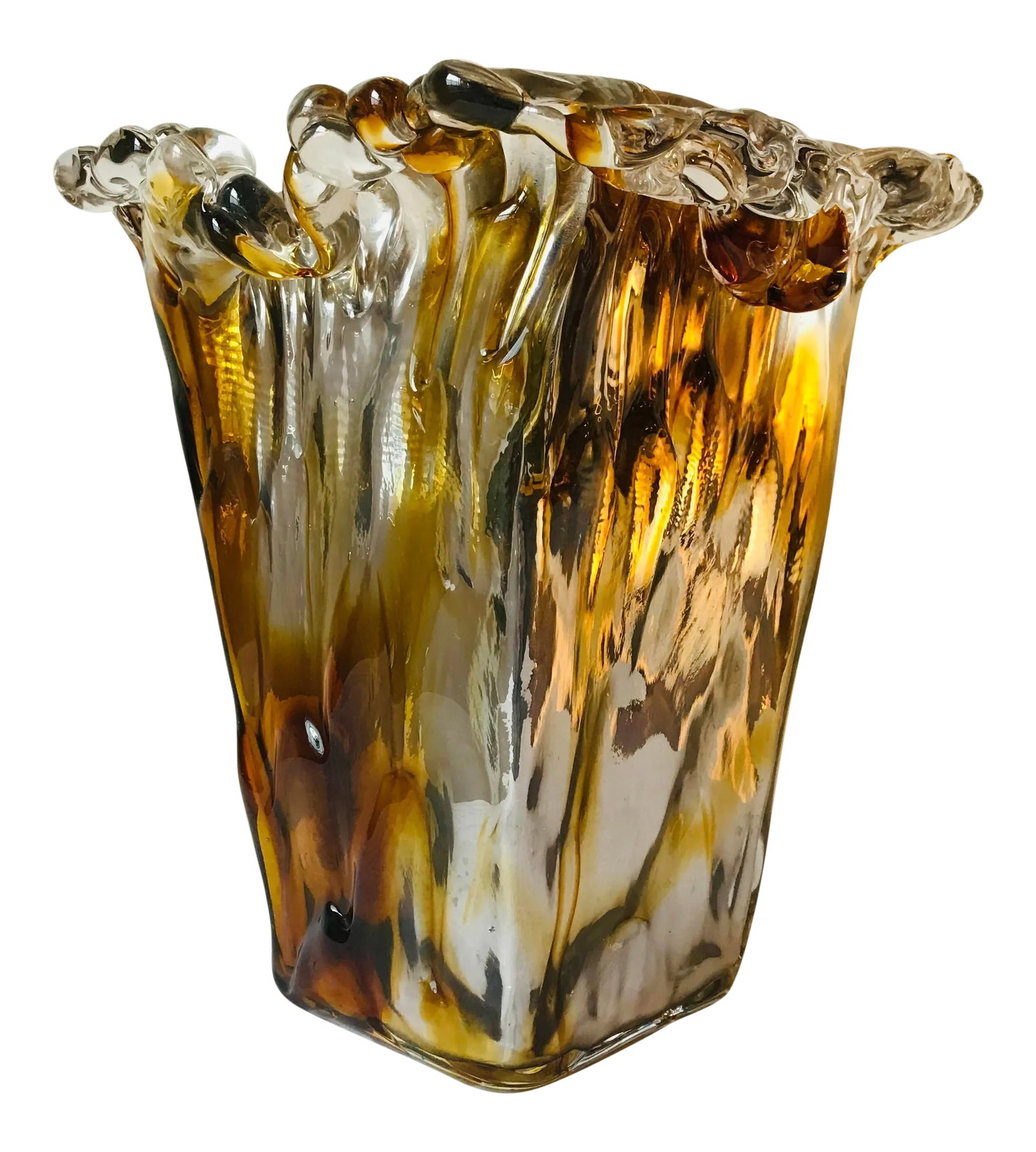 Early 21st Century Art Glass Vase: Stunning art glass vase with silver and bronze coloring. Bubble effect at rim. Condition: Alterations: Original Condition Unaltered Imperfections: Some Imperfections Condition Notes: No chips,