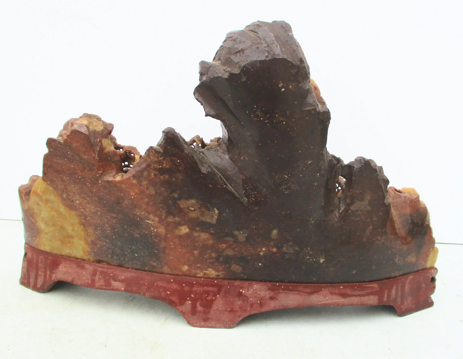 Chinese Soapstone Carved Mountains and Temple Scene - 4