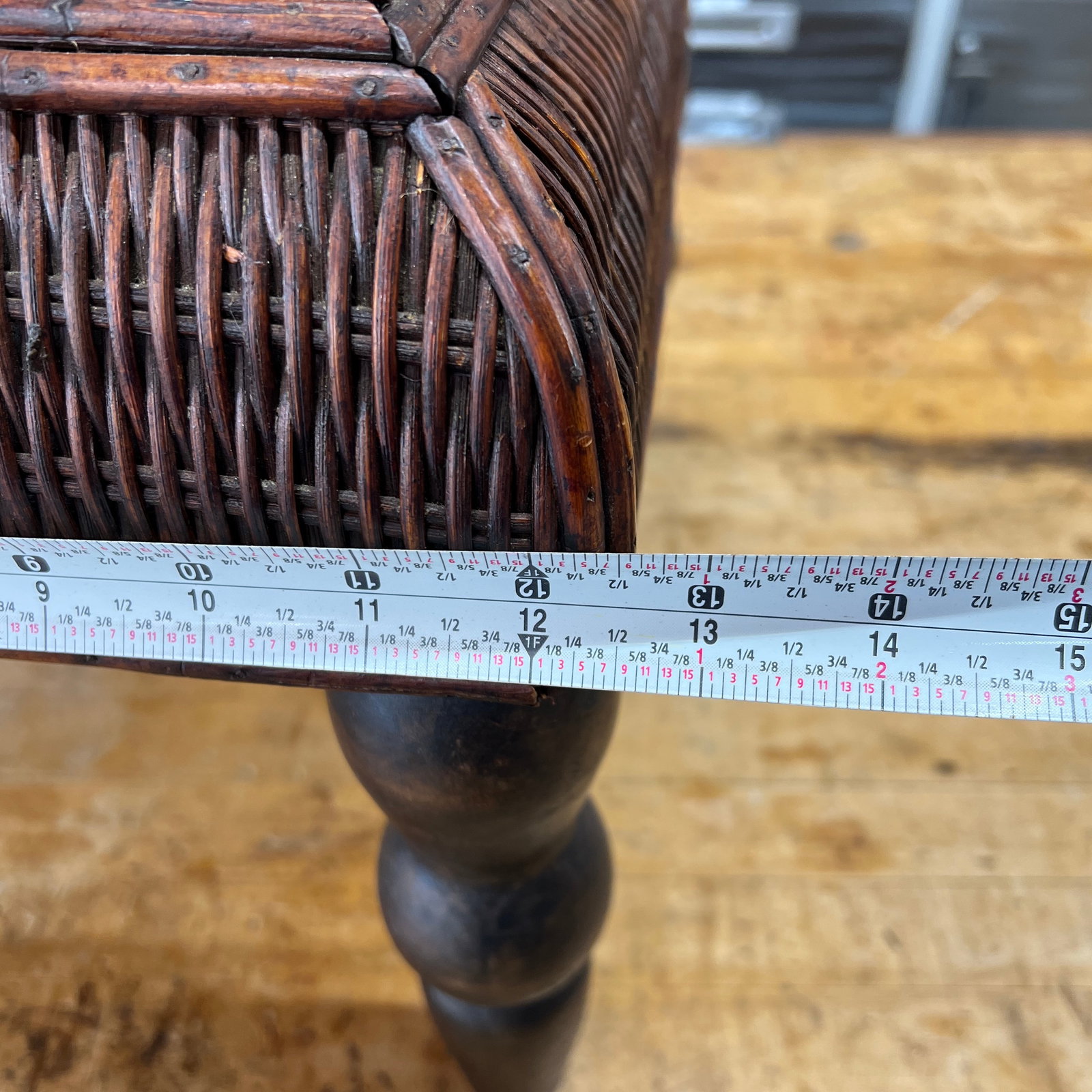 Vintage Bamboo and Woven Rattan British Colonial Style Footstool - 10