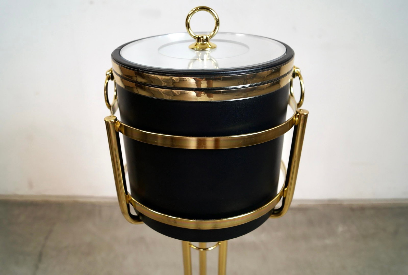 1970's Hollywood Regency Brass Champagne Ice Bucket Stand With Bucket - 10