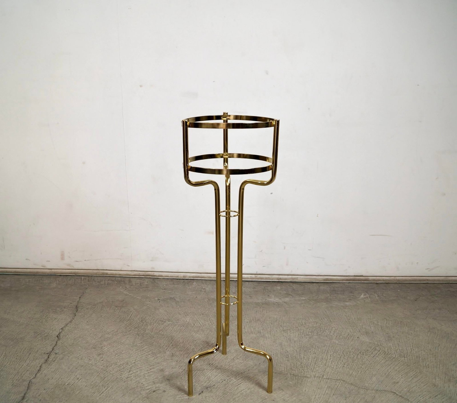 1970's Hollywood Regency Brass Champagne Ice Bucket Stand With Bucket - 7