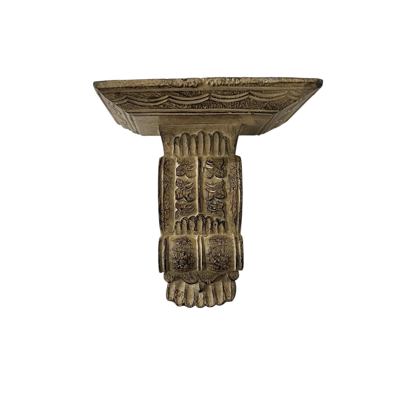 Vintage Hand Carved Wood Wall Corbel Display Shelf - 2