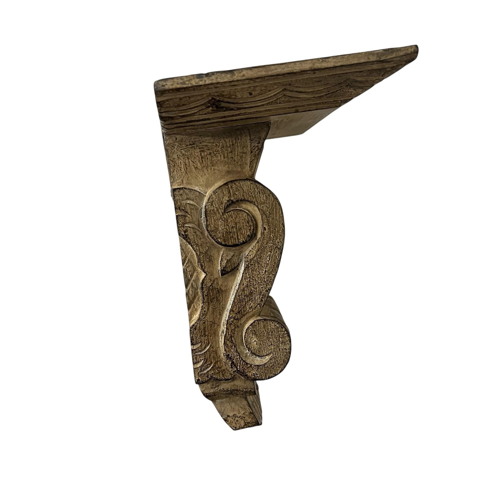 Vintage Hand Carved Wood Wall Corbel Display Shelf - 5