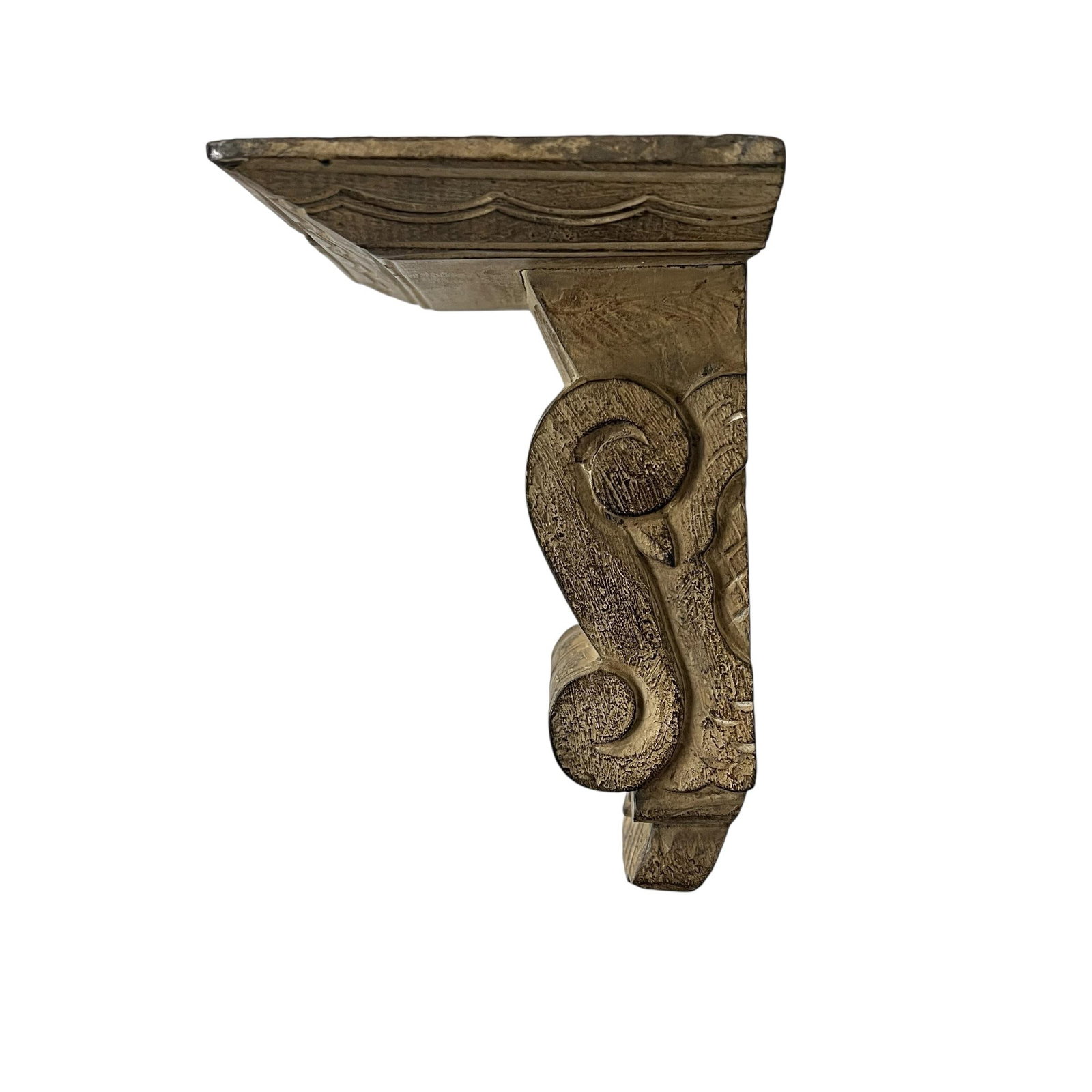 Vintage Hand Carved Wood Wall Corbel Display Shelf - 6