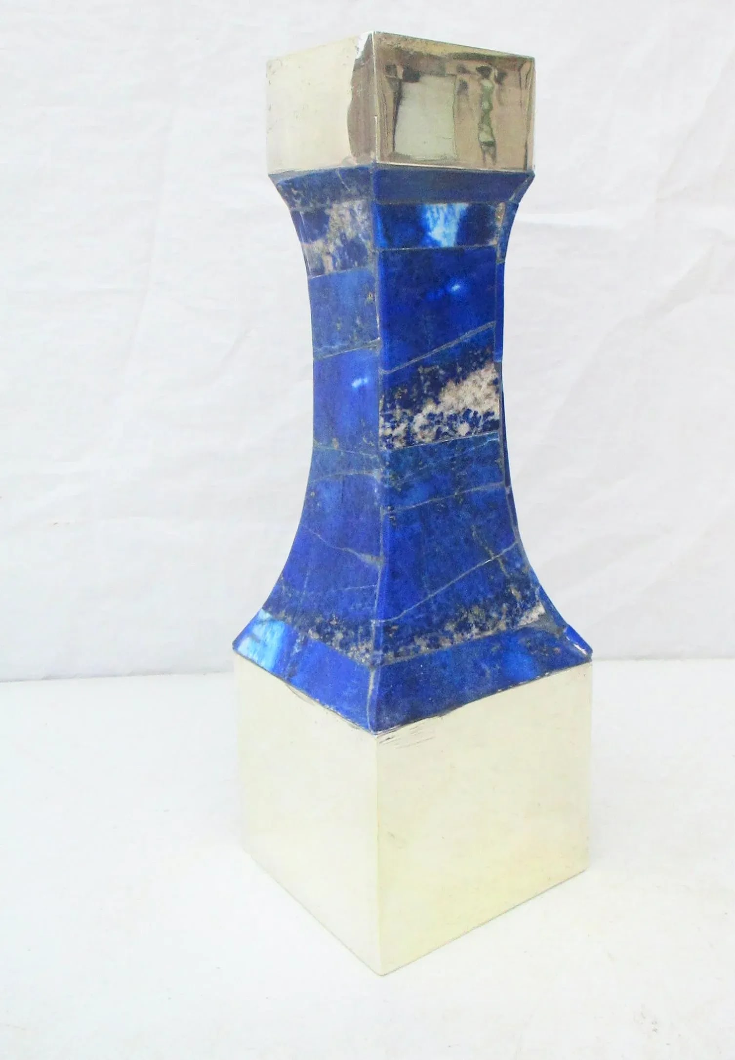 1990s Lapis Lazuli and Silver Candlestick - 2