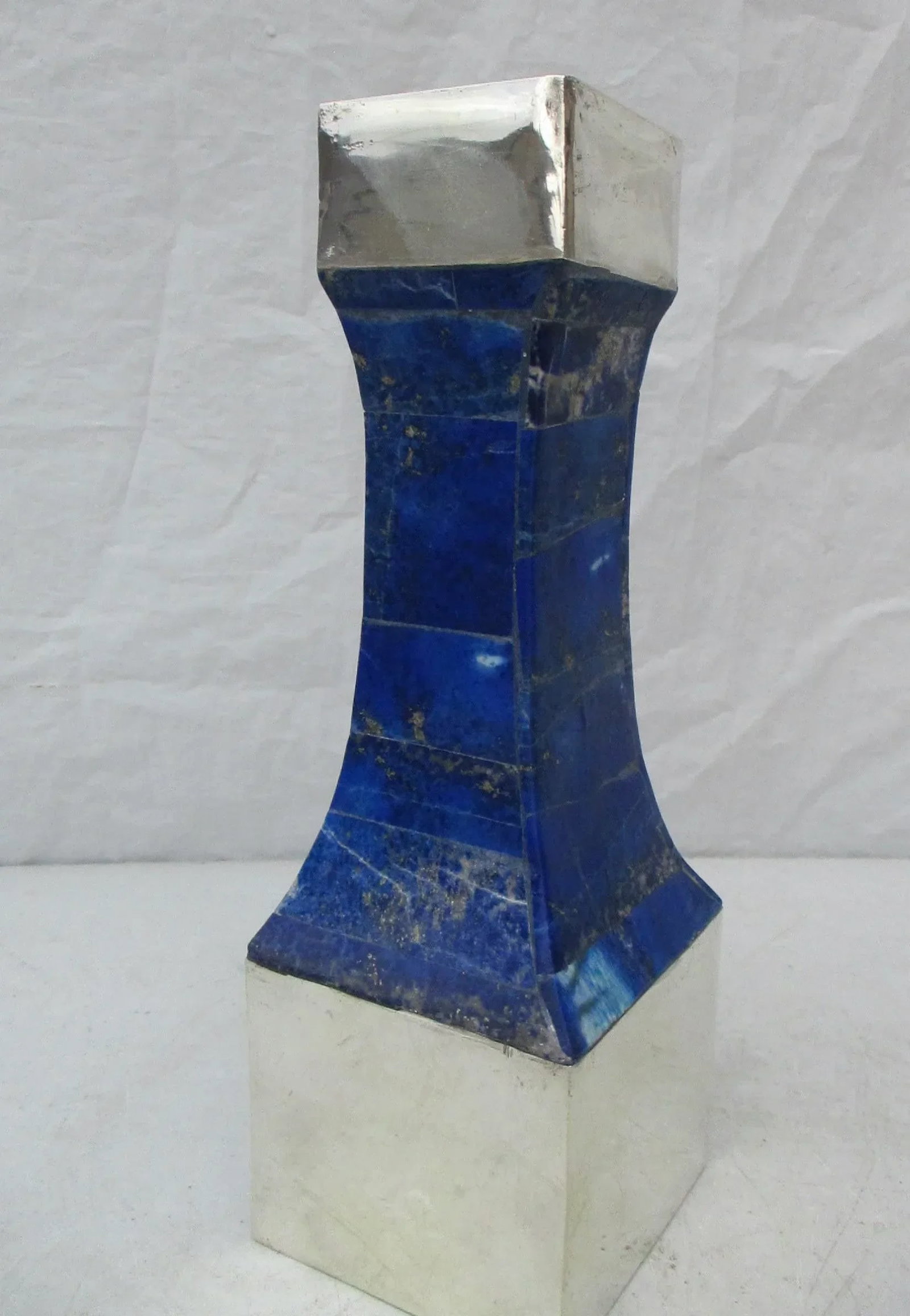 1990s Lapis Lazuli and Silver Candlestick - 4