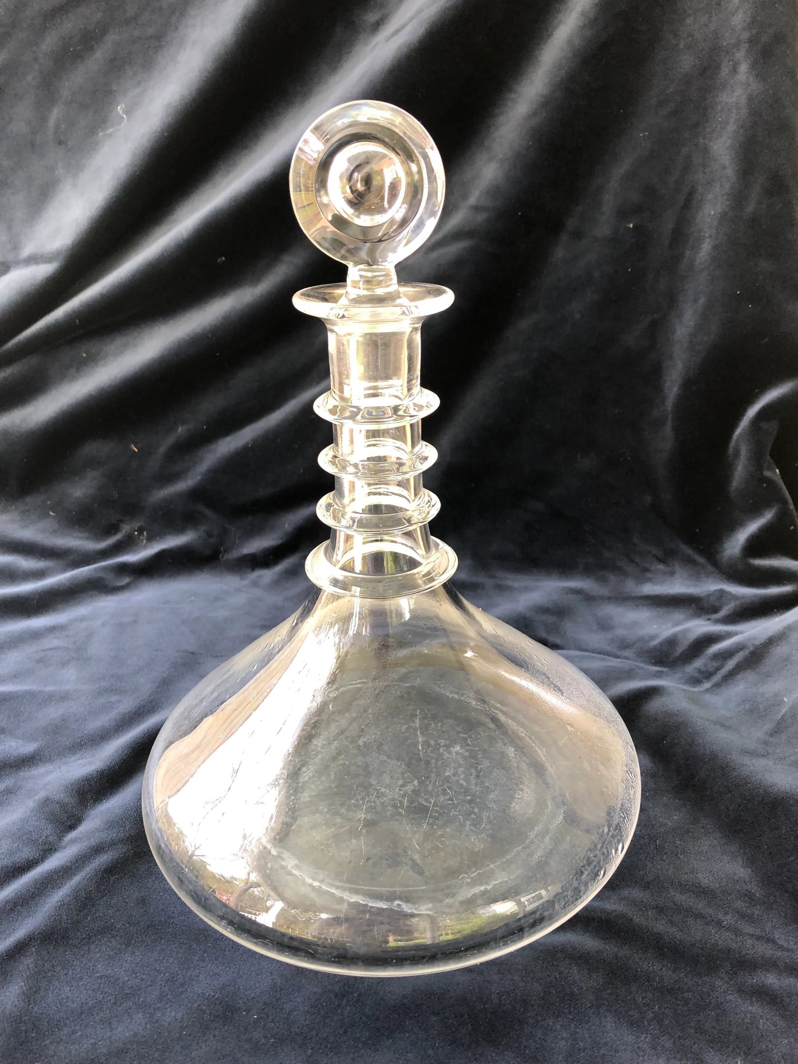 Vintage Glass Ship's Flat Bottom Decanter - 2